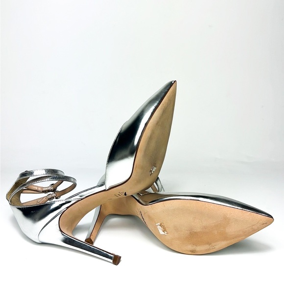 J.Crew Strap Pointed Toe Silver Heels - Picture 5 of 6